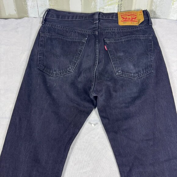 Levi’s 501 Mens Straight Leg Jeans Black Denim 5-Pocket Outdoor Size 33x32 - Picture 3 of 16